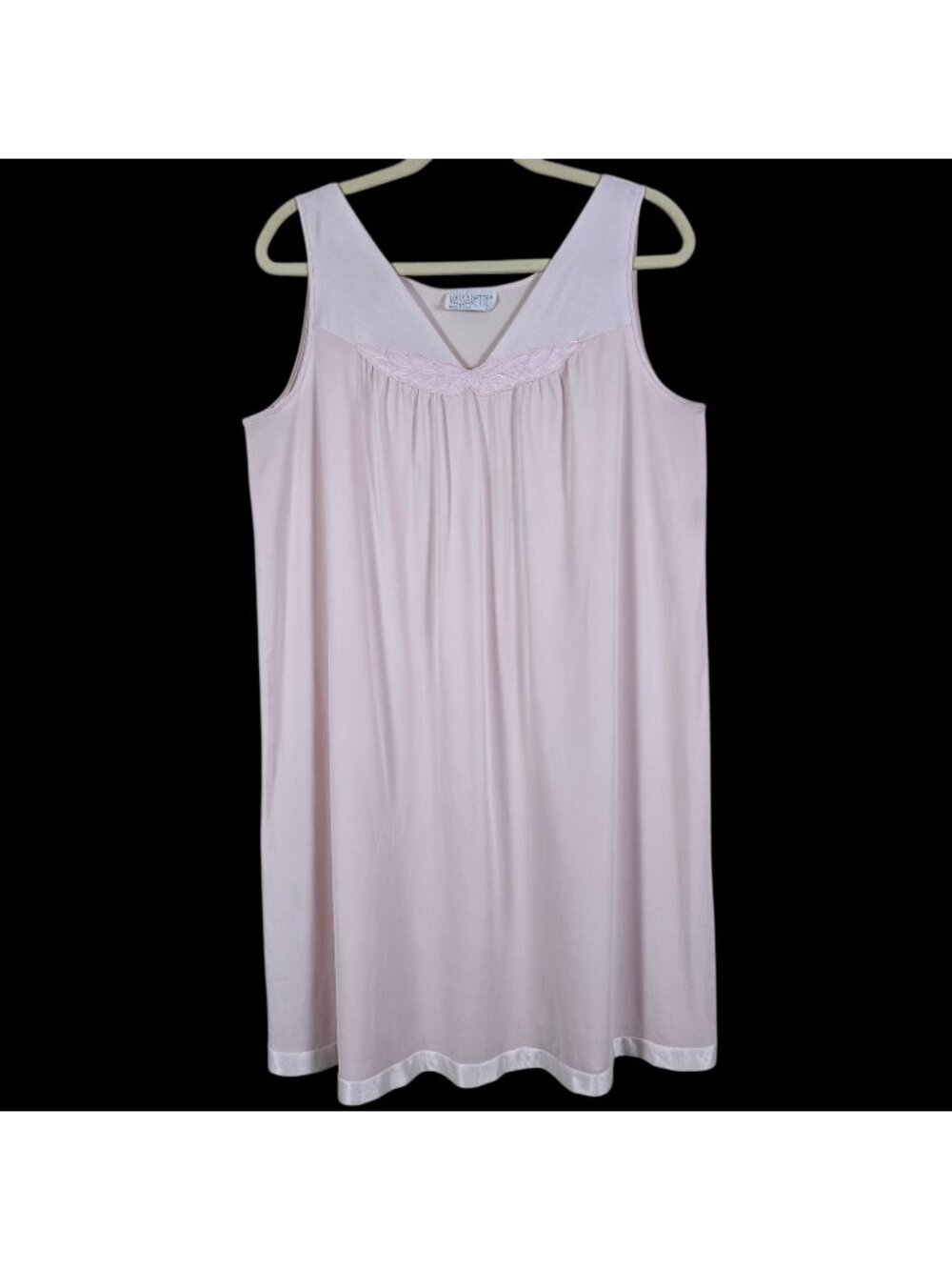 VTG Vassarette Womens Pastel Pink Coquette Satin Trim Sleeveless Nightgown Large
